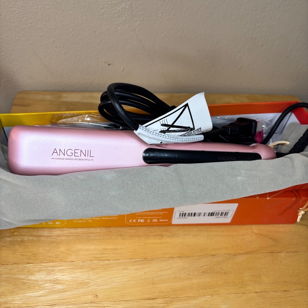 Angenil Flat Iron HY-098B Womens OS Pink New Wide Plate Argan Oil Ceramic